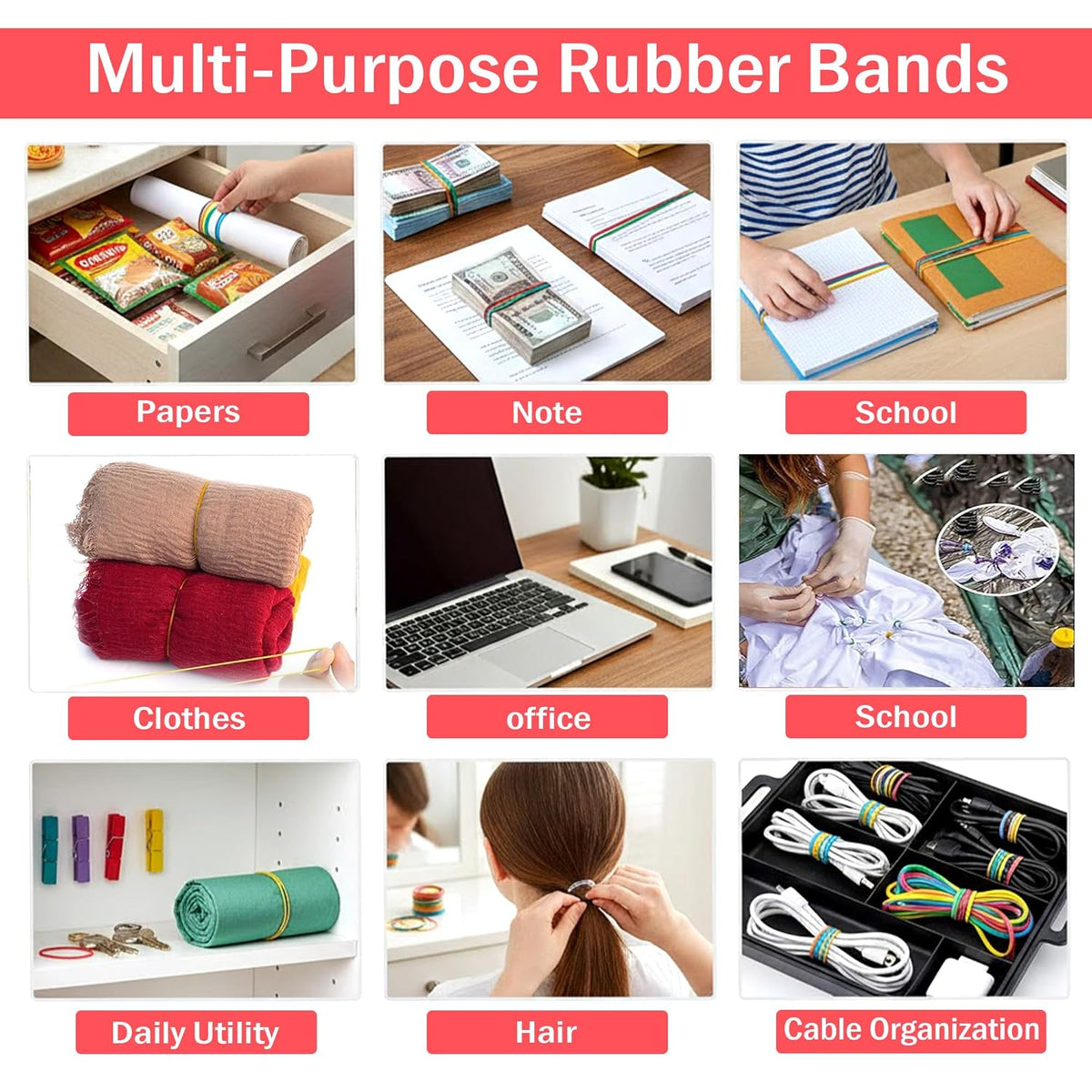 JS Elastic Rubber Band Multicolor Size M
