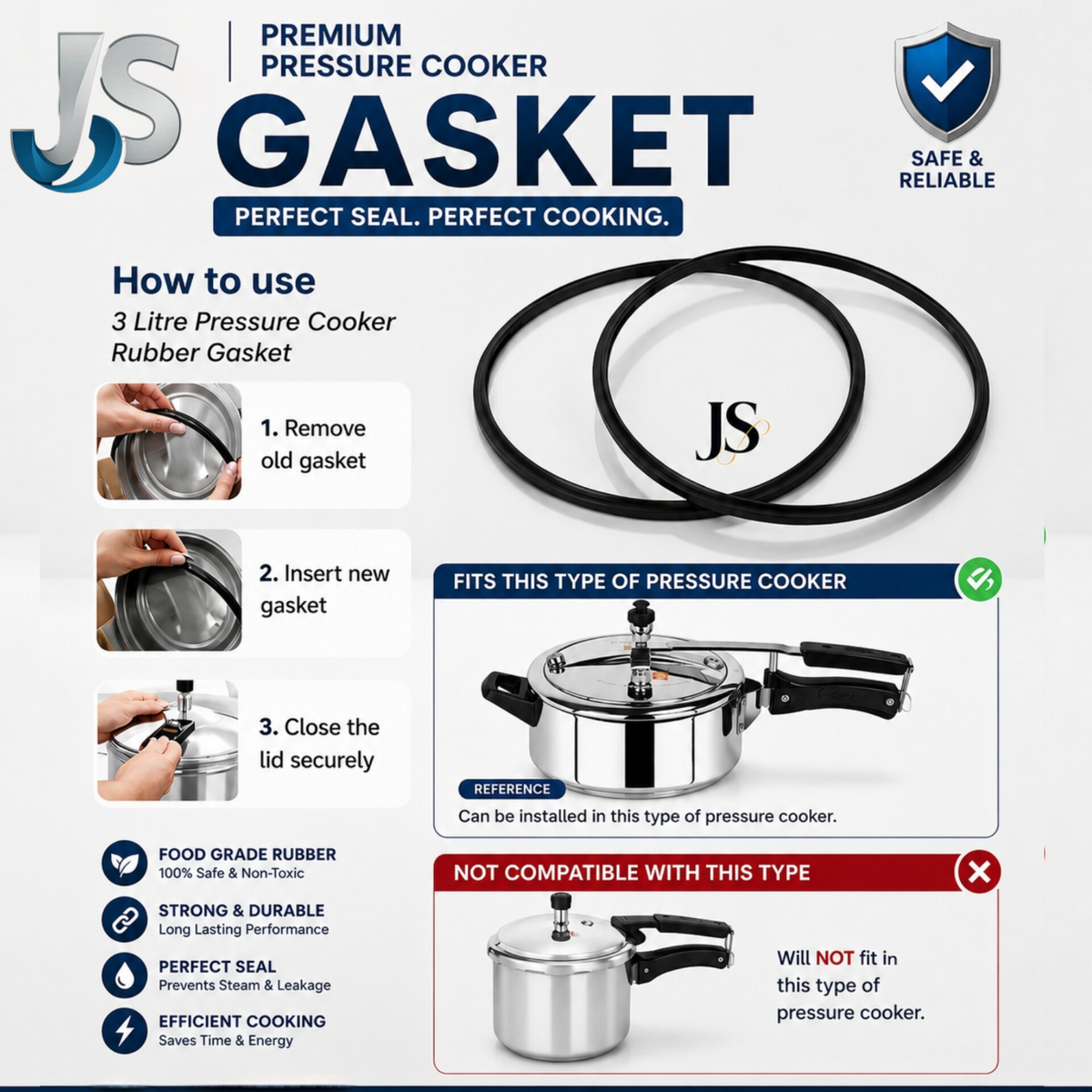 JS Pressure Cooker Gasket Set 3L and 5L - usage and compatibility