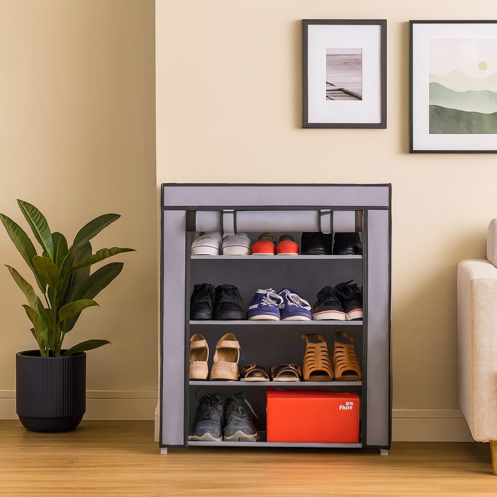 JS Shoe Rack with Cover - Lifestyle View